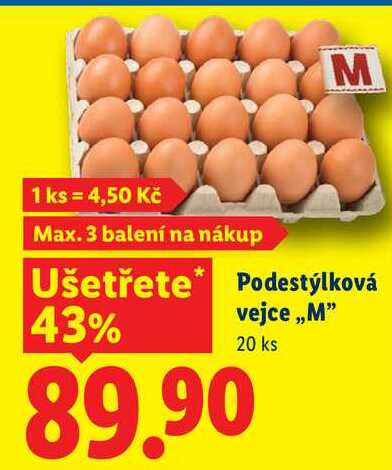 Podestýlková vejce ,,M", 20 ks 