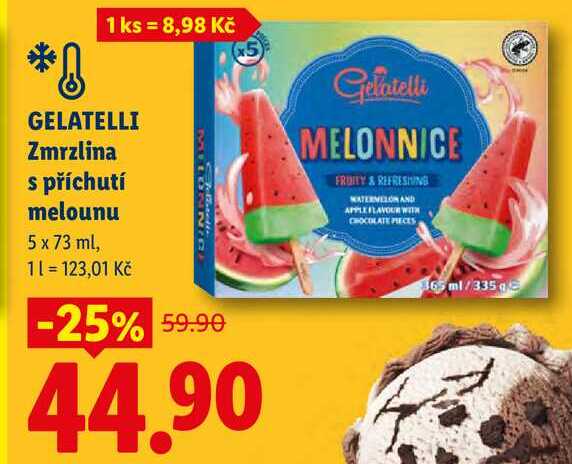 GELATELLI Zmrzlina s příchutí melounu, 5x 73 ml