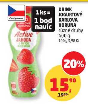 DRINK JOGURTOVÝ KARLOVA KORUNA různé druhy, 400 g