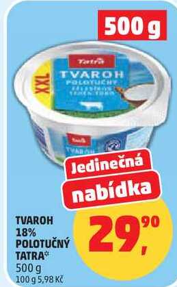 TVAROH 18% POLOTUČNÝ TATRA, 500 g 