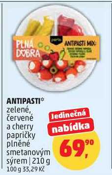 ANTIPASTI zelené, červené a cherry papričky plněné smetanovým sýrem, 210 g