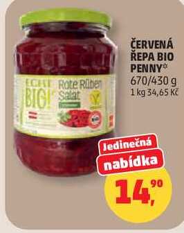 ČERVENÁ ŘEPA BIO PENNY, 670/430 g 