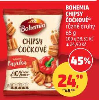 BOHEMIA CHIPSY ČOČKOVÉ různé druhy, 65 g 