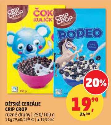 DĚTSKÉ CEREÁLIE CRIP CROP různé druhy, 250/100 g  