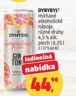 DYNYBYL míchané alkoholické пароје, různé druhy, 4,5% alk., 0,25 l 