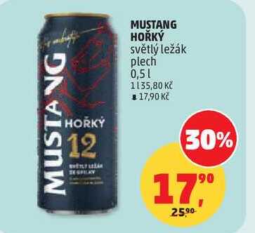 MUSTANG HOŘKÝ světlý ležák plech, 0,5 l v akci