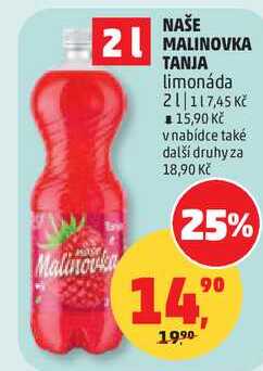 TANJA naše malinovka limonáda, 2 l