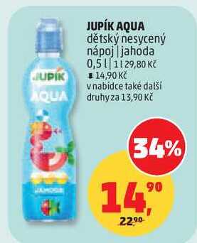 JUPÍK AQUA dětský nesycený nápoj jahoda, 0,5 l