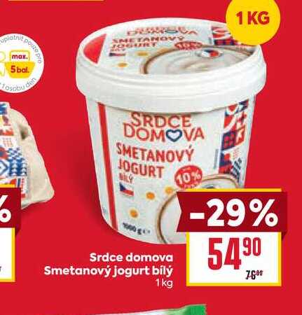Srdce domova Smetanový jogurt bílý 1 kg 