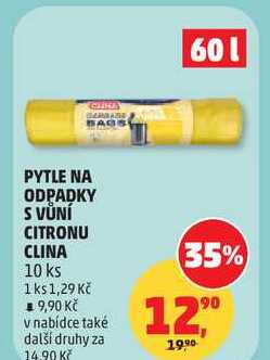 PYTLE NA ODPADKY S VŮNÍ CITRONU CLINA, 10 ks 