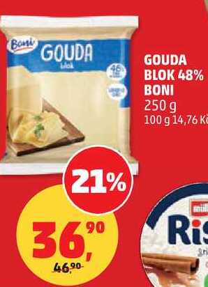 GOUDA BLOK 48% BONI, 250 g 