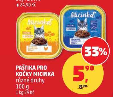 PAŠTIKA PRO KOČKY MICINKA různé druhy, 100 g  