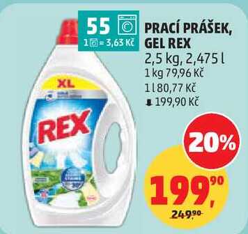 PRACÍ PRÁŠEK, GEL REX, 2,5 kg, 2,475 l