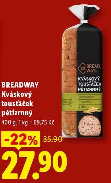 BREADWAY Kváskový tousťáček pětizrnný, 400 g 