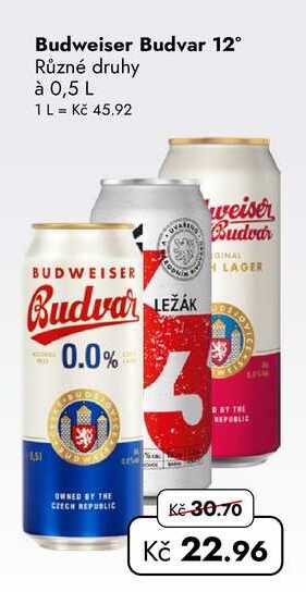 Budweiser Budvar 12° Různé druhy à 0,5 L