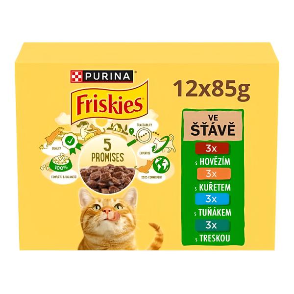 Friskies Kapsičky multipack pro kočky - hovězí, kuře, tuňák, treska 12x85g