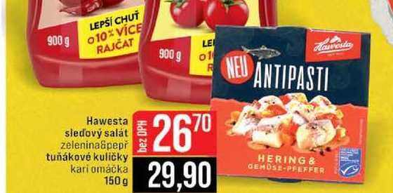 Hawesta sledový salát zelenina pepř tuňákové kuličky kari omáčka 150 g