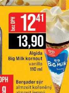 Algida Big Milk kornout vanilla Big Milk 110 ml 
