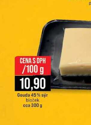 Gouda 45% sýr bloček cca 300 g 100g