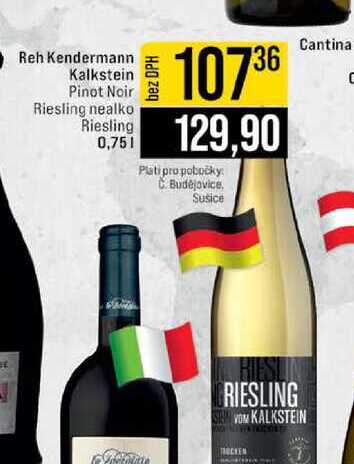 Reh Kendermann Kalkstein Pinot Noir Riesling nealko Riesling 0,75l