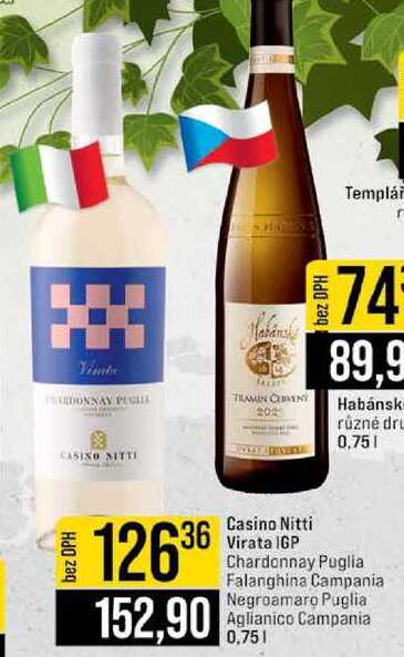 Casino Nitti 36 Virata IGP Chardonnay Puglia Falanghina Campania Negroamaro Puglia Aglianico Campania 0,75l 