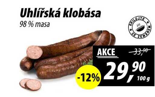 Uhlířská klobása 98% masa, 100 g