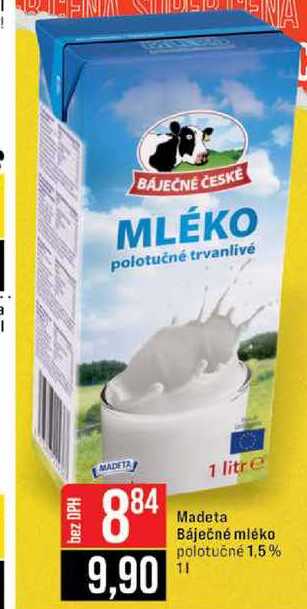 Madeta Báječné mléko polotučné 1,5% 1l 