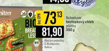 Schnitzer bezlepkový chléb plátky 350 g 