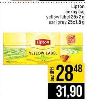 Lipton černý čaj yellow label 25x2g earl grey 25x1,5 g 