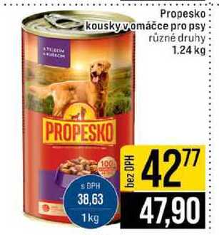 Propesko kousky v omáčce pro psy různé druhy 1.24 kg