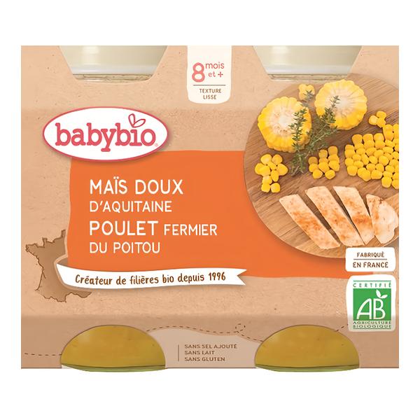 BabyBio BIO Sladká kukuřice s kuřecím masem 2x200g