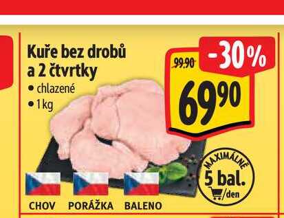 Kuře bez drobů a 2 čtvrtky 1 kg