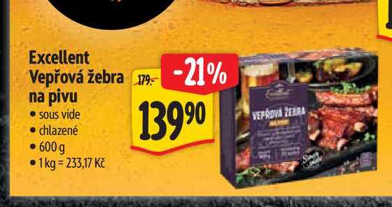 Excellent Vepřová žebra na pivu  600 g