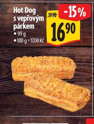 Hot Dog s vepřovým párkem 99 g  