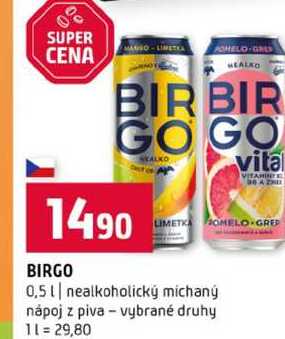 BIRGO 0,51❘ nealkoholický michaný nápoj z piva vybrané druhy