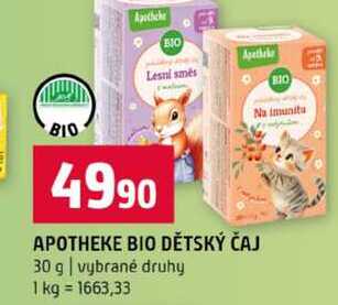 APOTHEKE BIO DĚTSKÝ ČAJ 30 g vybrané druhy
