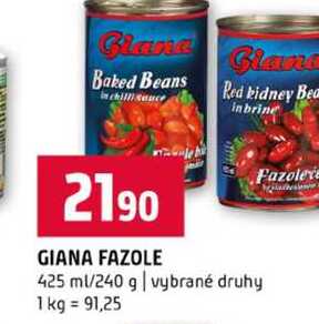 GIANA FAZOLE 425 ml/240 g vybrané druhy