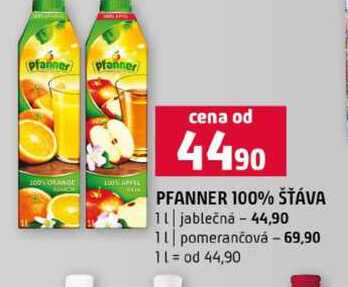PFANNER 100% ŠŤÁVA 1l jablečná 1l pomerančová