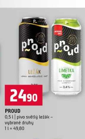 PROUD 0,5l pivo světlý ležák vybrané druhy 