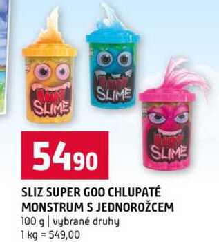 SLIZ SUPER GOO CHLUPATÉ MONSTRUM S JEDNOROŽCEM 100 g vybrané druhy