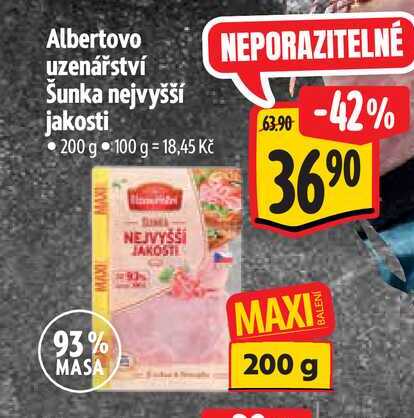 Albertovo uzenářství Šunka nejvyšší jakosti 200 g