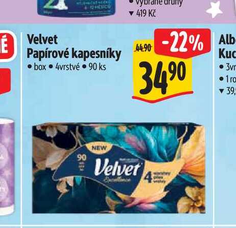 Velvet Papírové kapesníky 90 ks
