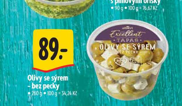Olivy se sýrem - bez pecky 260 g