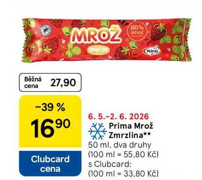 Prima Mrož Zmrzlina, 50 ml, dva druhy 