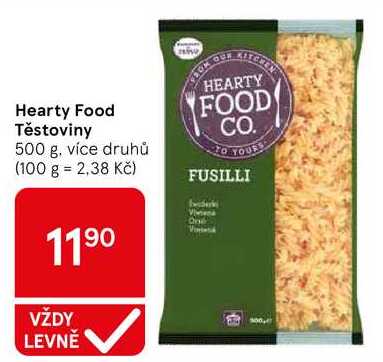 Hearty Food Těstoviny, 500 g