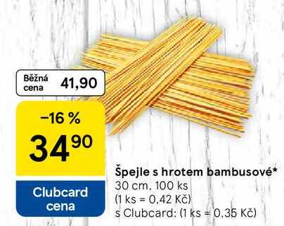Špejle s hrotem bambusové, 30 cm. 100 ks 
