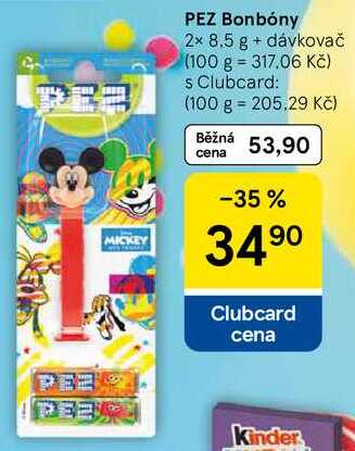 PEZ Bonbóny, 2x 8.5 g + dávkovač