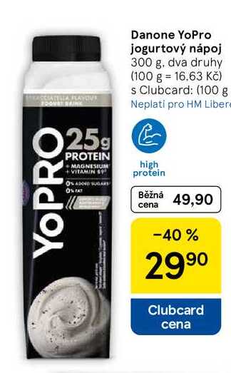 Danone YoPro jogurtový nápoj, 300 g, dva druhy