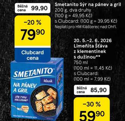 Smetanito Sýr na pánev a gril, 200 g, dva druhy