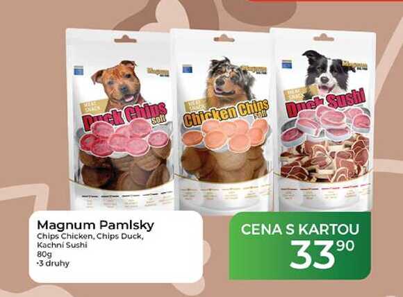 Magnum Pamlsky Chips Chicken, Chips Duck, Kachni Sushi 80g